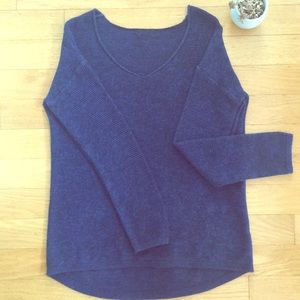 Navy blue knit sweater.